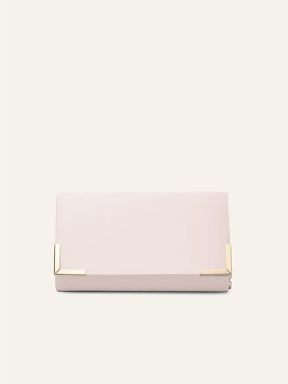 Women's Blushing Pink Clutch with Gold Corner Accents